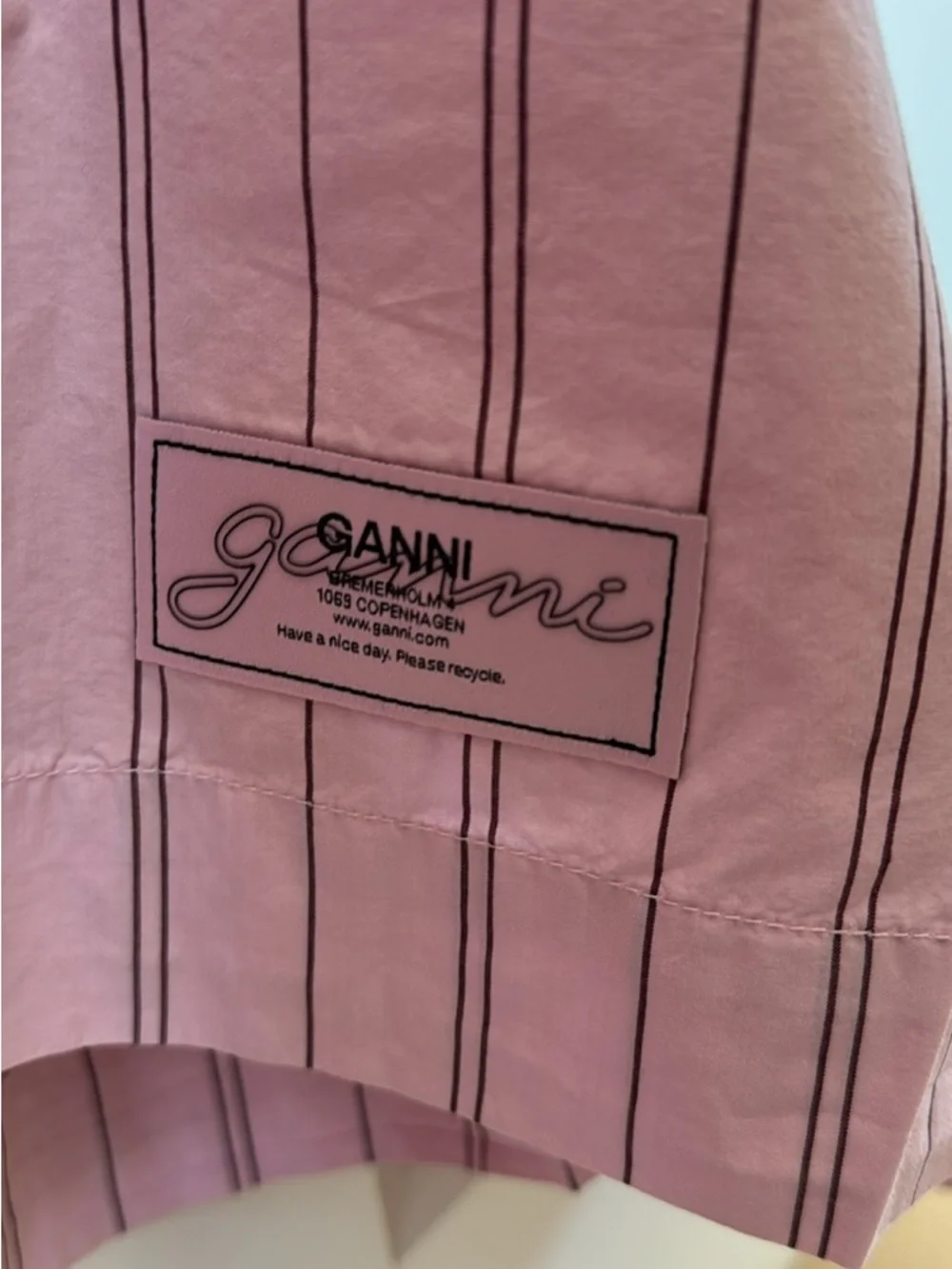 Ganni Pink Striped Tie-Bow Pyjama Shirt - Picture 4 of 6